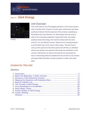 Unit 11: Dark Energy