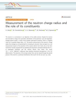 Measurement of the Neutron Charge Radius and the Role of Its Constituents ✉ H