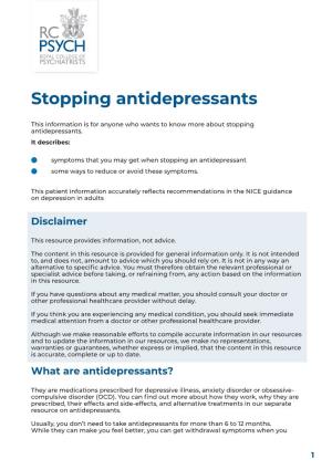Stopping Antidepressants