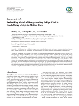 Probability Model of Hangzhou Bay Bridge Vehicle Loads Using Weigh-In-Motion Data