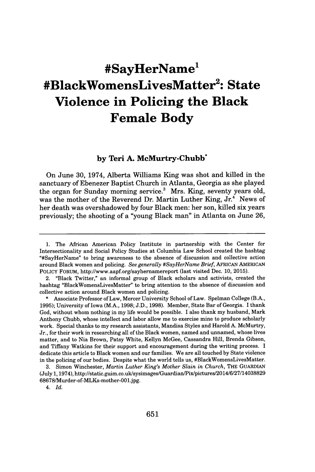 State Violence in Policing the Black Female Body