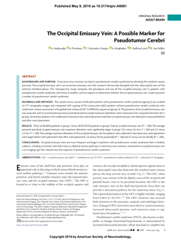 The Occipital Emissary Vein: a Possible Marker for Pseudotumor Cerebri