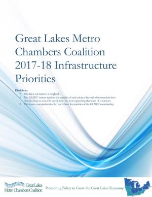 Great Lakes Metro Chambers Coalition 2017-18 Infrastructure