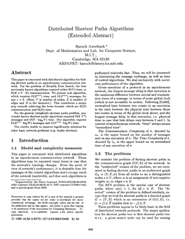 Distributed Shortest Paths Algorithms (Extended Abstract)