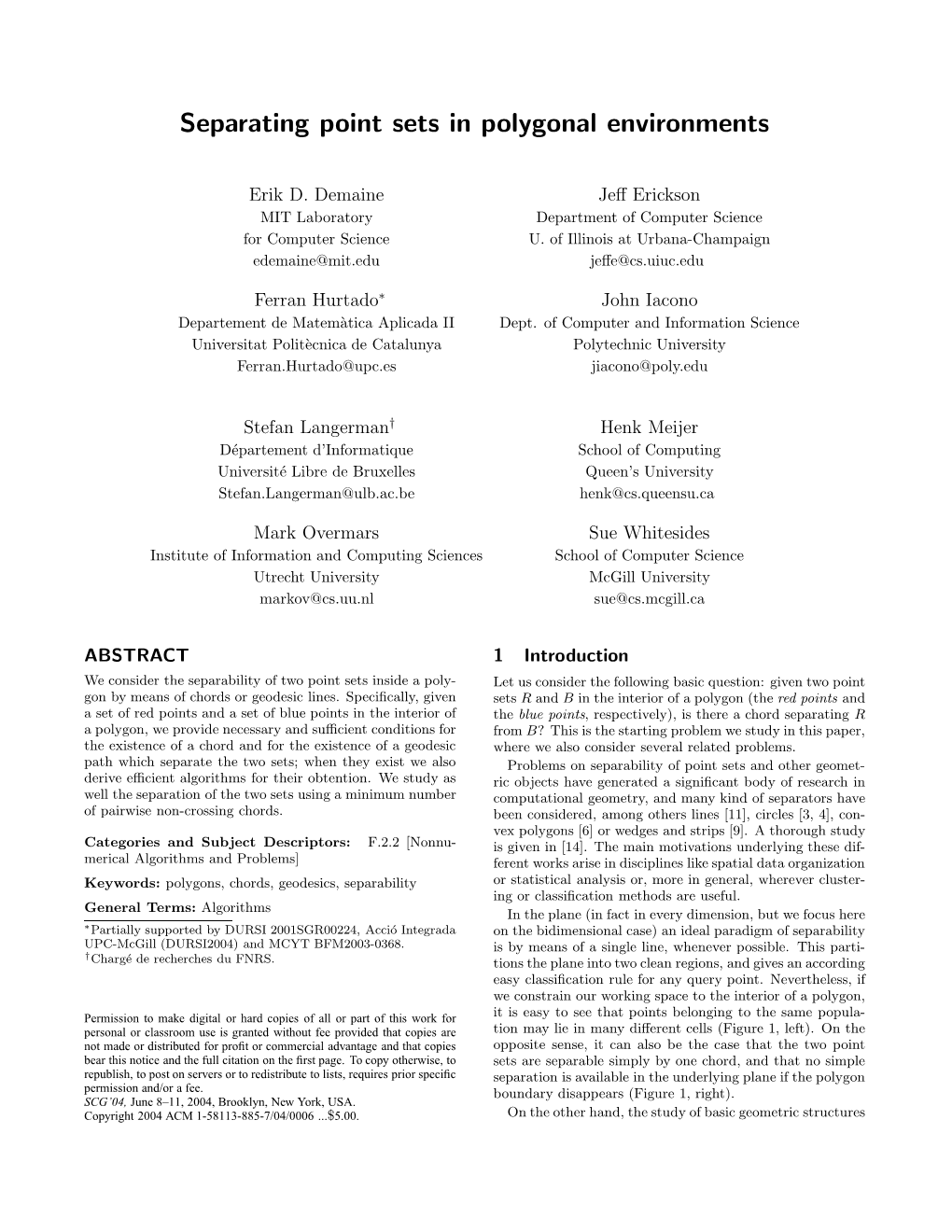 Separating Point Sets in Polygonal Environments