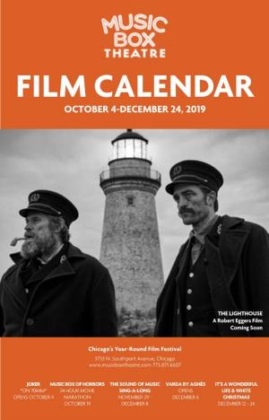 Film Calendar October 4-December 24, 2019