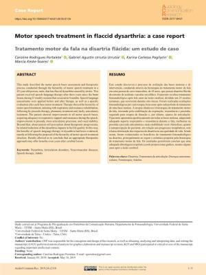 Motor Speech Treatment in Flaccid Dysarthria: a Case Report