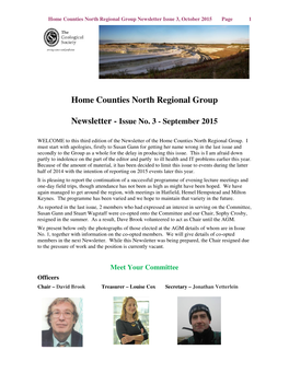 Home Counties North Regional Group Newsletter Issue 3, October 2015 Page 1
