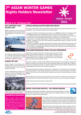 7Th ASIAN WINTER GAMES Rights Holders Newsletter