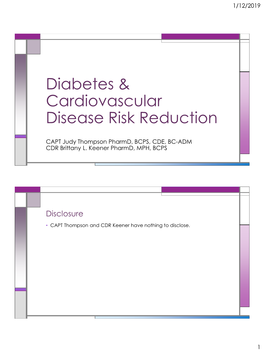 Diabetes & Cardiovascular Disease Risk Reduction