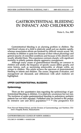 Gastrointestinal Bleeding in Infancy and Childhood