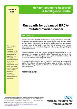 Rucaparib for Advanced BRCA-Mutated Ovarian Cancer