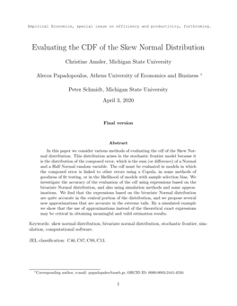 Evaluating the CDF of the Skew Normal Distribution