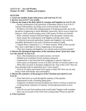 Acts 5.1-16, Outline and Scripture