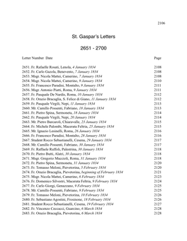 St. Gaspar's Letters 2651