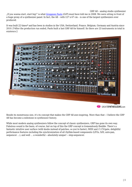 GRP A8 &#8211; Analog Studio Synthesizer