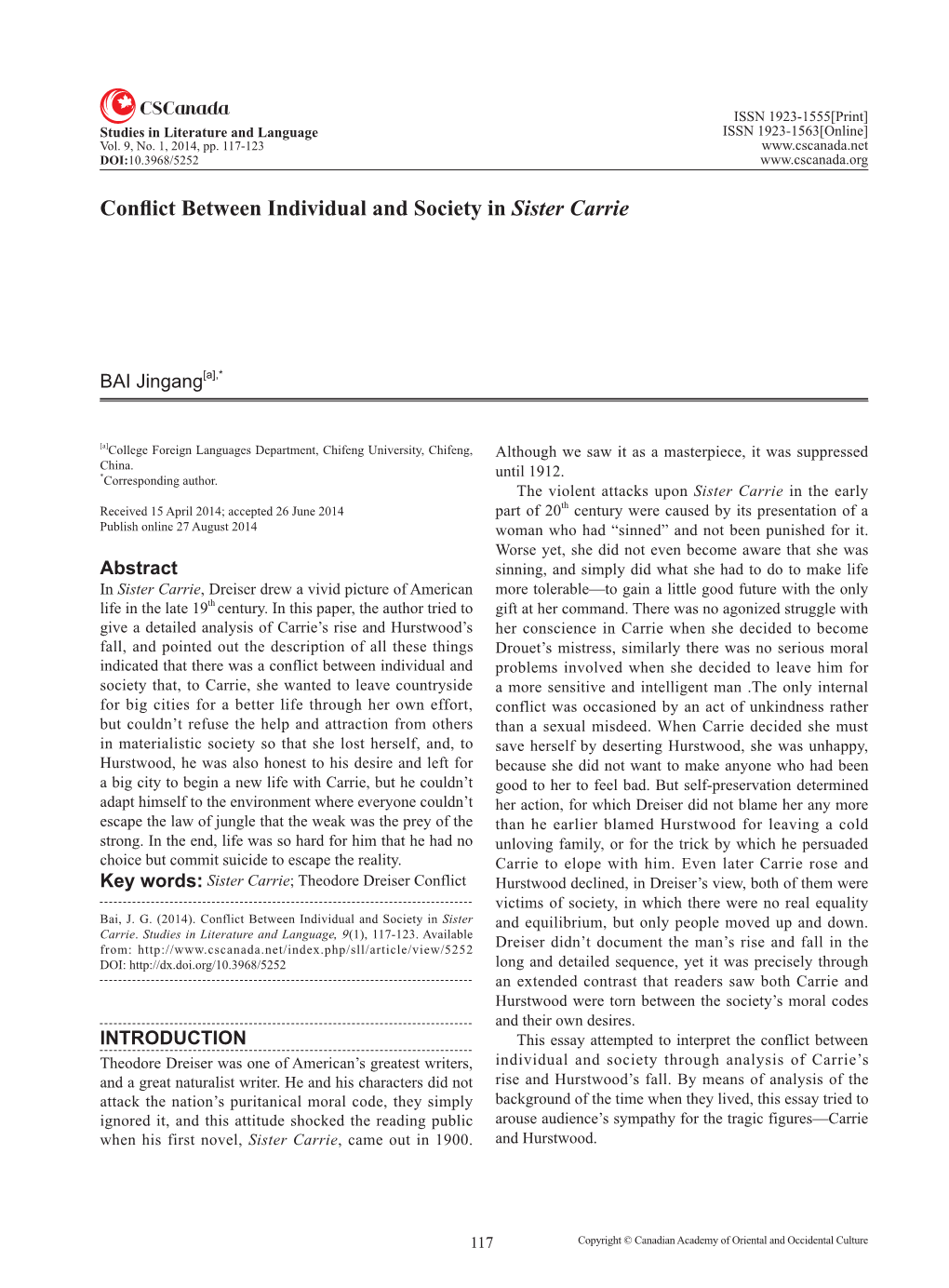 Conflict Between Individual and Society in Sister Carrie