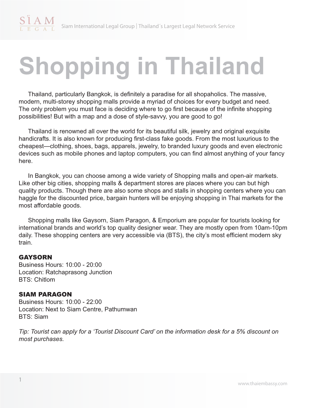 Shopping in Thailand