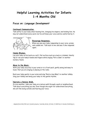 Helpful Learning Activities for Infants 1-4 Months Old