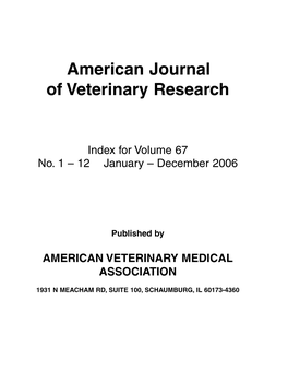 American Journal of Veterinary Research