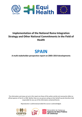 Implementation of the National Roma Integration Strategy and Other National Commitments in the Field of Health