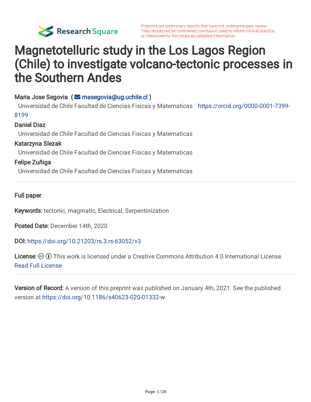 To Investigate Volcano-Tectonic Processes in the Southern Andes