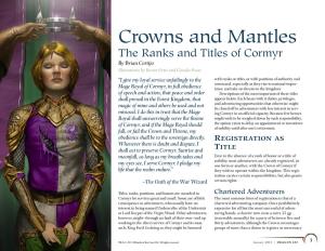 Crowns and Mantles: the Ranks and Titles of Cormyr Bands