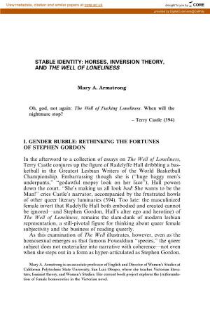 Stable Identity: Horses, Inversion Theory, and the Well of Loneliness