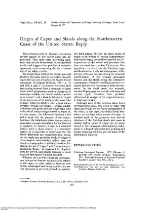 Origin of Capes and Shoals Along the Southeastern Coast of the United States: Reply