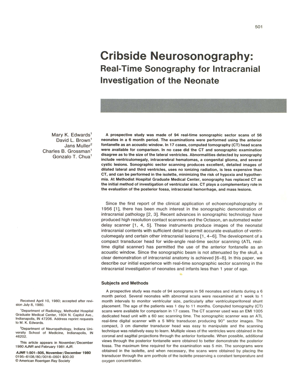 Cribside Neurosonography: Real-Time Sonography for Intracranial Investigation of the Neonate