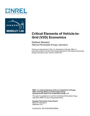 Critical Elements of Vehicle-To-Grid (V2G) Economics