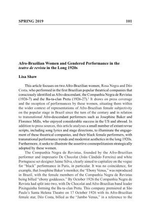 SPRING 2019 101 Afro-Brazilian Women and Gendered