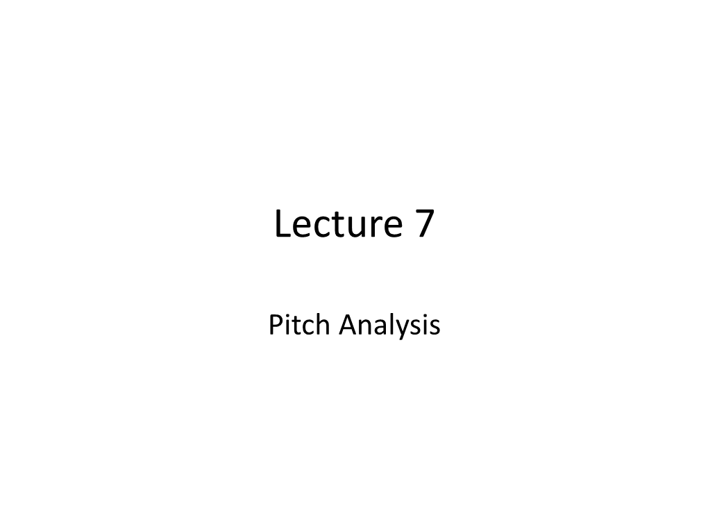 Pitch Tracking