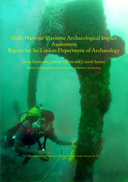 Galle Harbour Maritime Archaeological Impact Assessment Report for Sri Lankan Department of Archaeology