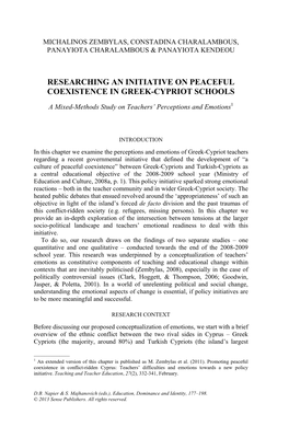 Researching an Initiative on Peaceful Coexistence in Greek-Cypriot Schools