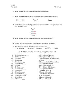 CH 460 Dr. Muccio Worksheet 4 1. What Is the Difference Between An