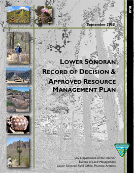 Lower Sonoran Record of Decision & Approved Resource Management Plan