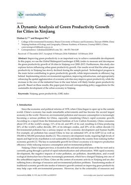 A Dynamic Analysis of Green Productivity Growth for Cities in Xinjiang