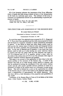 By JARZD KIRTLAND MORSEI Coordinates of the Benzene Ring In