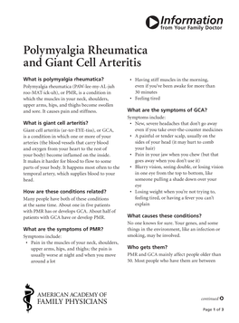 Polymyalgia Rheumatica and Giant Cell Arteritis