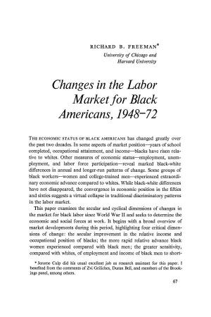 Changes in the Labor Market for Black Americans, 1948-72