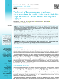 The Impact of Lymphovascular Invasion on Recurrence-Free Survival in Patients with High-Risk Stage II Colorectal Cancer Treated with Adjuvant Therapy