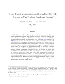 Paper Develops an Urban Spatial Model with Heterogeneous Worker Groups and Incorporating Travel to Consume Non-Tradable Goods and Services