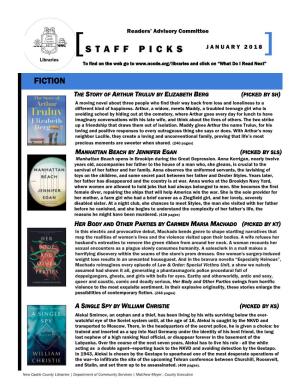 STAFF PICKS JANUARY 2018 Libraries to Find on the Web Go to and Click on “What Do I Read Next”
