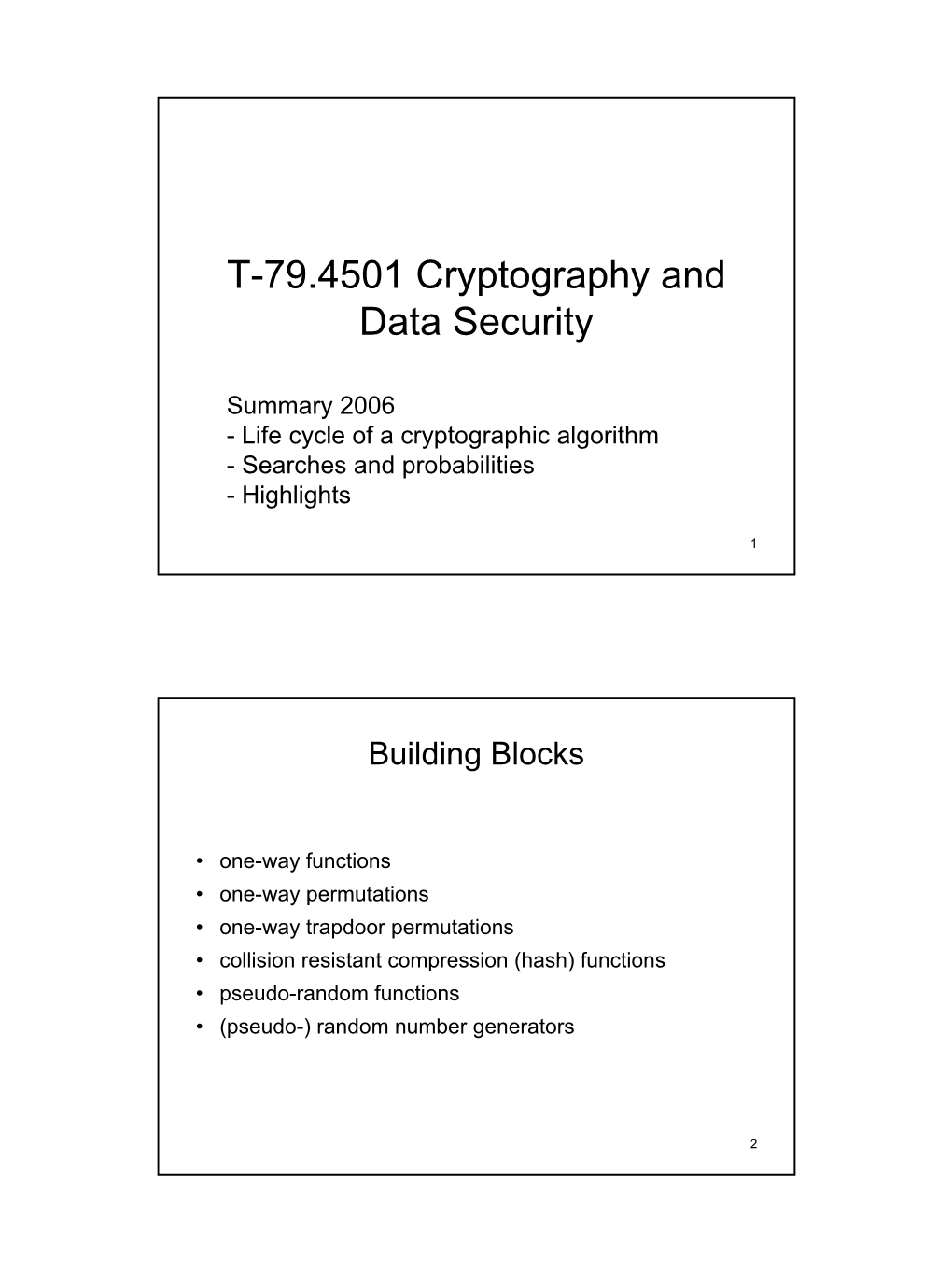 T-79.503 Cryptography and Data Security