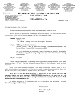 Philadelphia Intellectual Property Law Association Membership Dues For