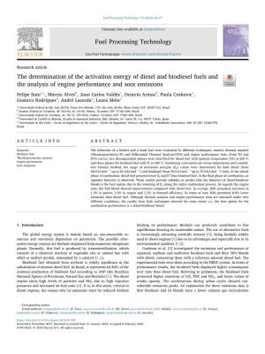 The Determination of the Activation Energy of Diesel and Biodiesel Fuels