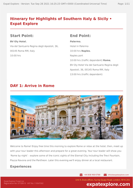 Arrive in Rome Itinerary for Highlights of Southern Italy & Sicily • Expat