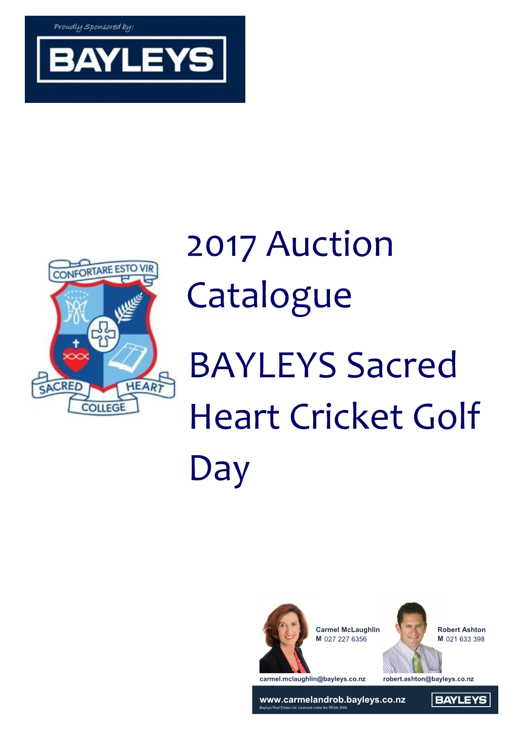 2017 Auction Catalogue BAYLEYS Sacred Heart Cricket Golf
