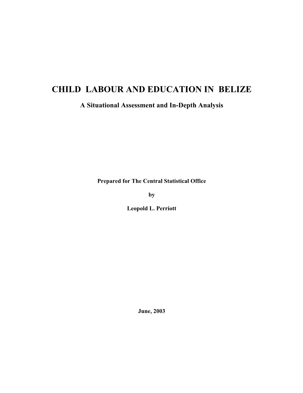 Child Labour and Education in Belize